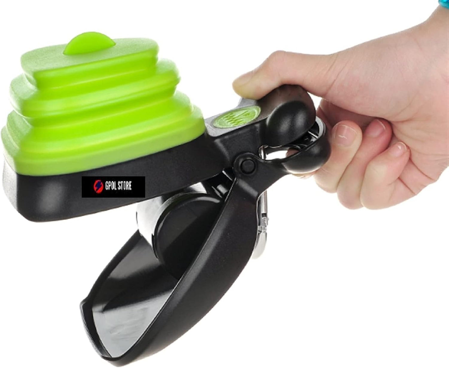 Dog Pet Travel Foldable Pooper Scooper Poop Scoop Clean Pick up Cleaner with Waste Decomposable Bag Dispenser and Dog Leash Clip (Large, Yellow)
