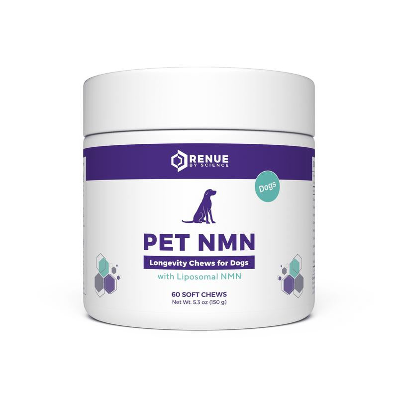 RENUE PET NMN Longevity Chews for Dogs - 60 Soft Chews with Liposomal NMR for Dog Health and Weight Management
