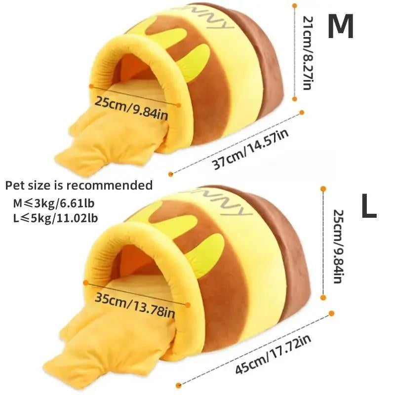Cute Honey Pot Design Cat Dog House, 1 Count Warm and Comfortable Soft Plush Cat Bed, Washable Cat Nest, Pet Supplies for Indoor Use, Pet Products, Cat Stuff