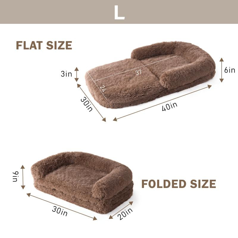 EHEYCIGA Foldable Human Dog Bed for Adult, Orthopedic Memory Foam Dog Bed for Humans, Waterproof Human Dog Bed for People, Faux Fur Human Sized Dog Bed Mats Blanket
