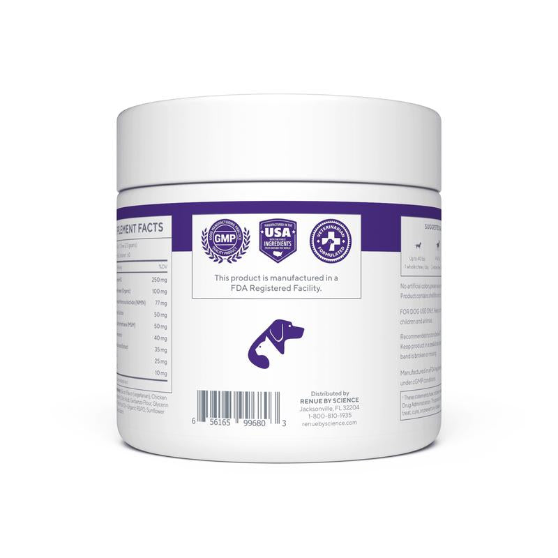 RENUE PET NMN Longevity Chews for Dogs - 60 Soft Chews with Liposomal NMR for Dog Health and Weight Management