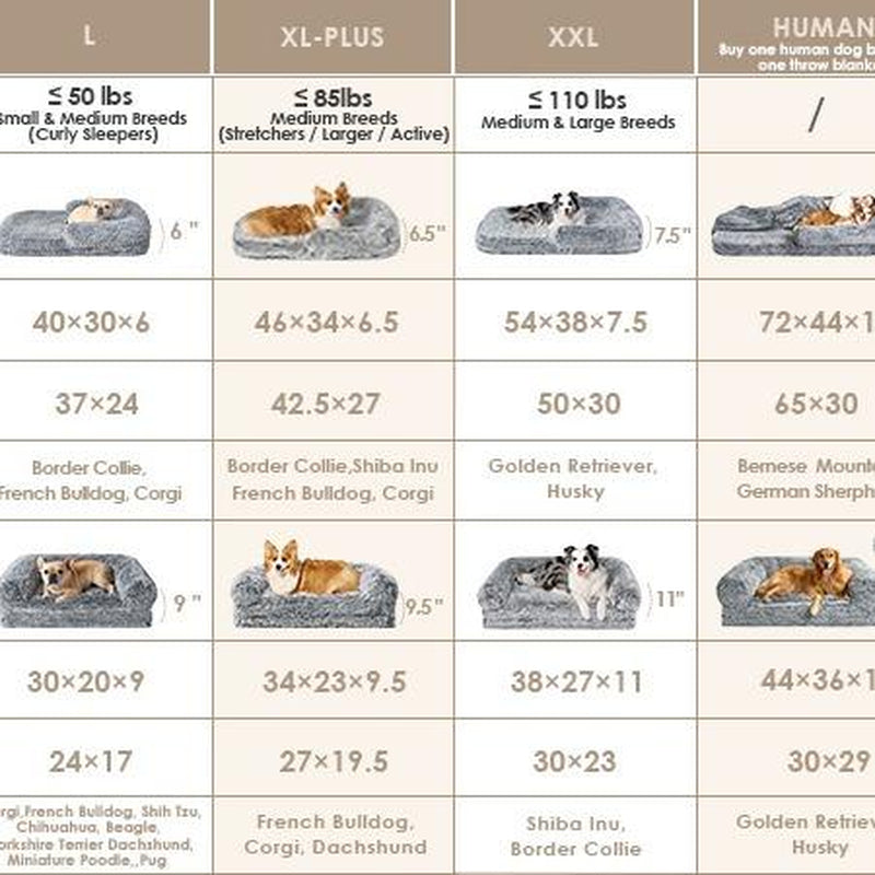 EHEYCIGA Foldable Human Dog Bed for Adult, Orthopedic Memory Foam Dog Bed for Humans, Waterproof Human Dog Bed for People, Faux Fur Human Sized Dog Bed Mats Blanket
