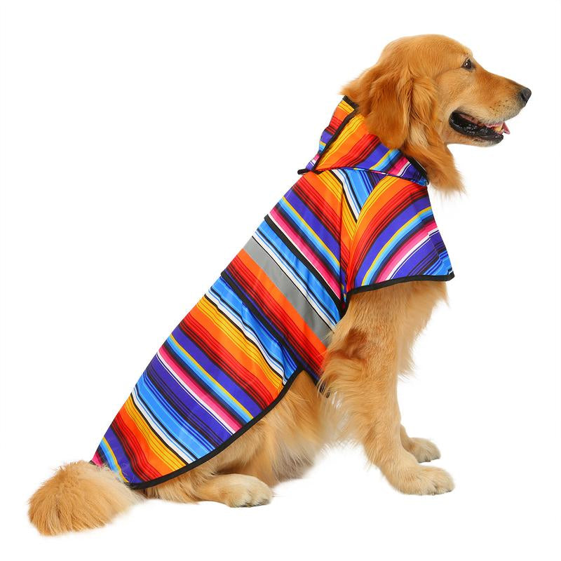 HDE Patterned Dog Raincoat with Hood - 100% Durable Reflective Polyester, Waterproof Coating, Fully Adjustable Strap for Comfortable Fit