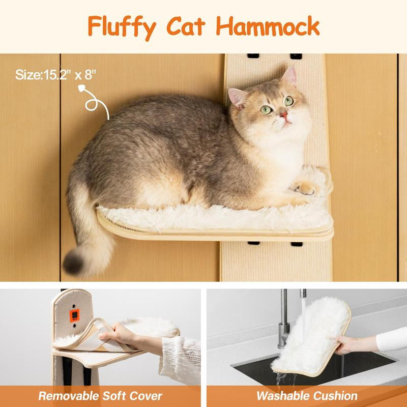 MEWOOFUN Multi-Level Door Hanging Cat Shelves Climber Door Mounted Vertical Cat Tree Tower with Cat Scratchers for Indoor Cats, 4-Levels Heavy Duty Cat Tree Tower, Space Saving Cat Tree for Renter Condo