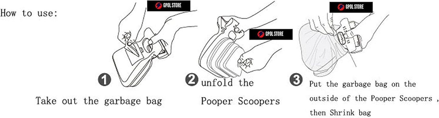 Dog Pet Travel Foldable Pooper Scooper Poop Scoop Clean Pick up Cleaner with Waste Decomposable Bag Dispenser and Dog Leash Clip (Large, Yellow)