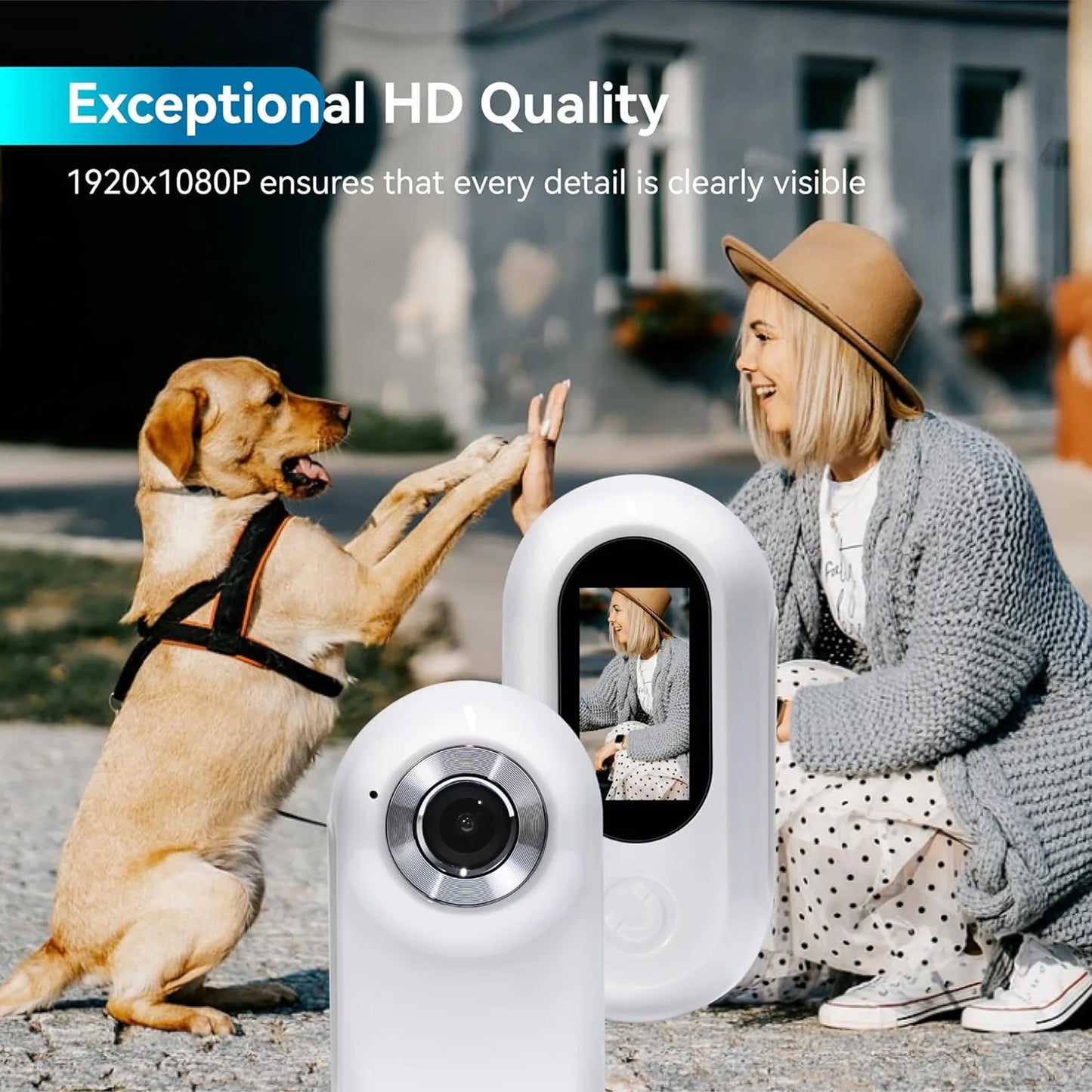 Pet Action Camera Small Pet Collar Camera 0.96In Screen Lightweight Full HD Rechargeable with Video Records for Cat for Outdoor