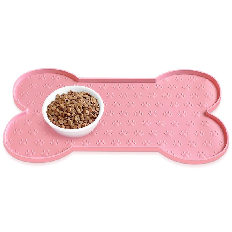 Anti-Slip Silicone Dog Food Mat - Waterproof Feeding Tray with Raised Edge for Small to Medium Dogs and Cats(19.4" X 9.8") Pet Supplies Bowl
