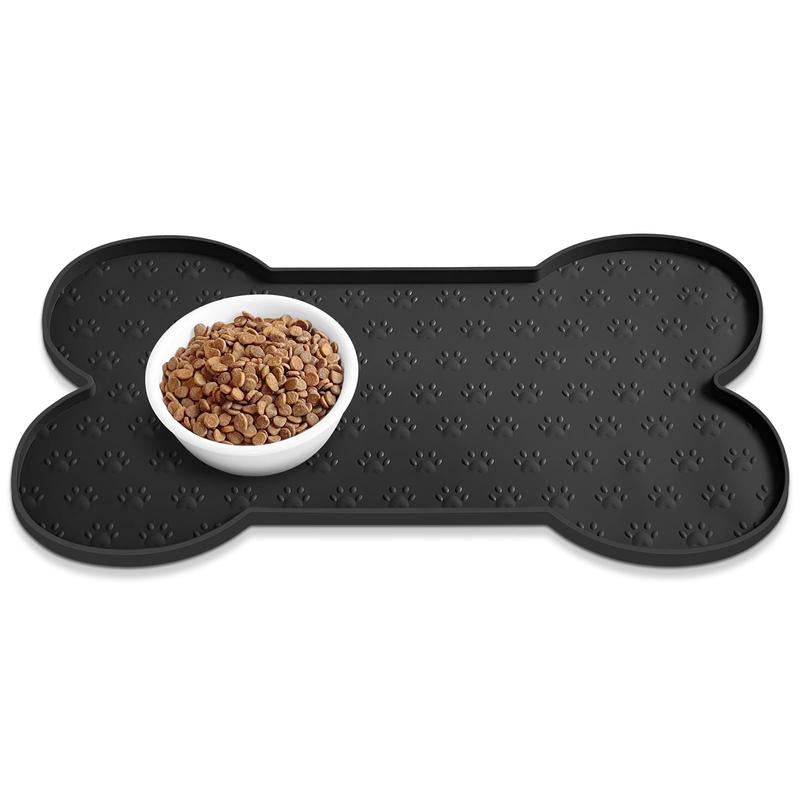 Anti-Slip Silicone Dog Food Mat - Waterproof Feeding Tray with Raised Edge for Small to Medium Dogs and Cats(19.4" X 9.8") Pet Supplies Bowl
