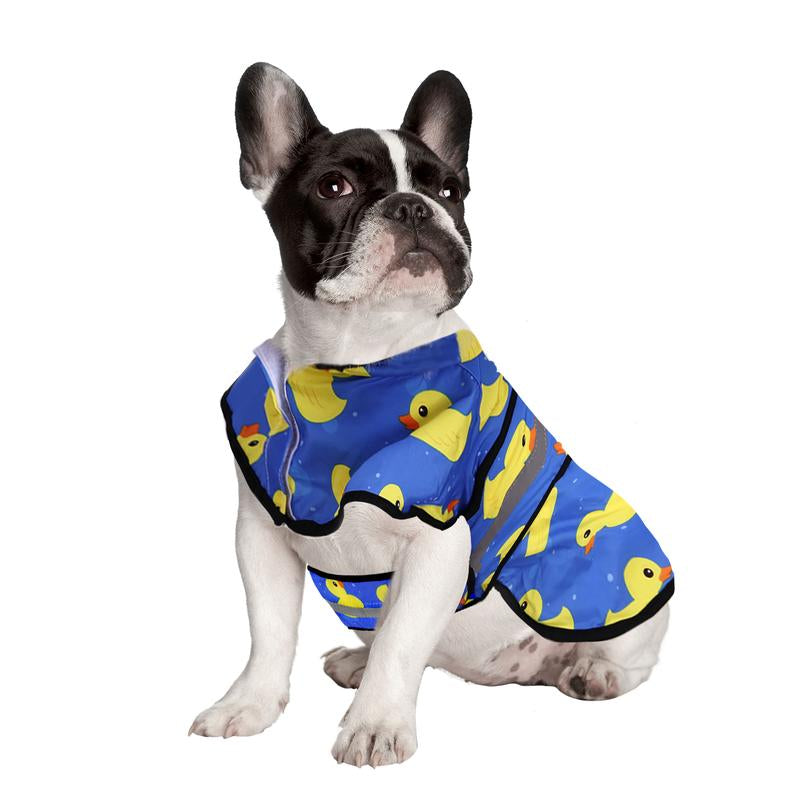 HDE Patterned Dog Raincoat with Hood - 100% Durable Reflective Polyester, Waterproof Coating, Fully Adjustable Strap for Comfortable Fit