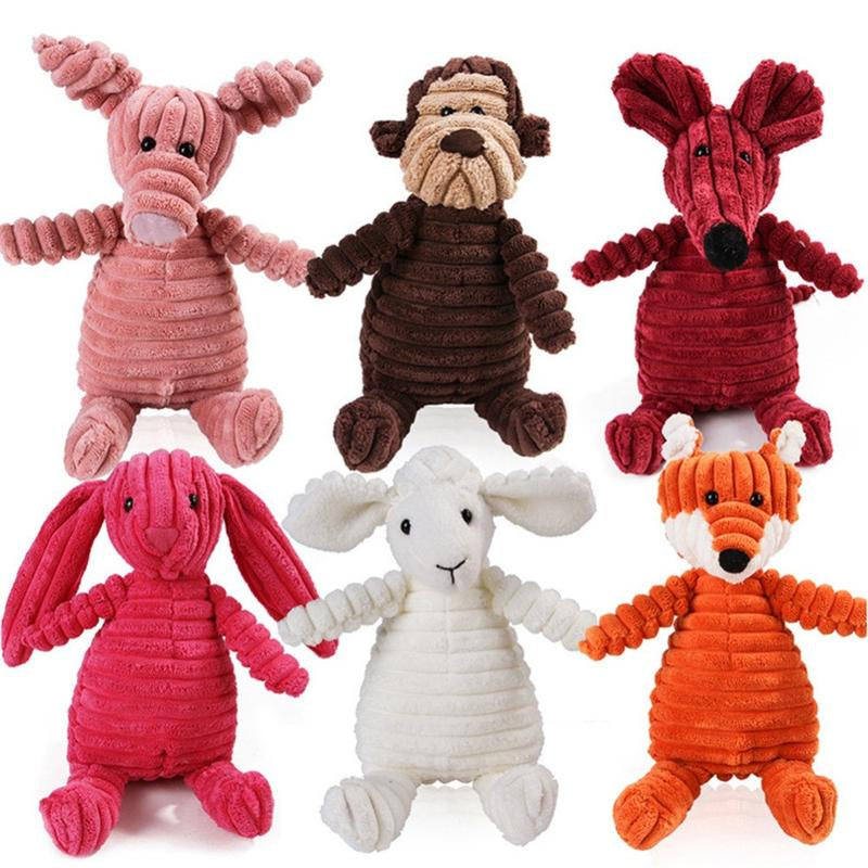Vocal Animal Plush for Pet Dog Molar Teeth Cleaning Training - Soft Corduroy Material, Bite-Resistant, Safe for Chewing & Stress Relief, Includes BB Whistle Sound