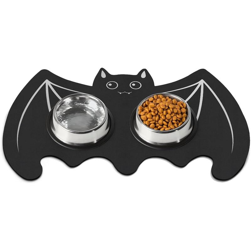 Pet Mats for Food and Water Dog Cat Food Mats Pet Feeding Mat Anti-Slip No Stains Quick Dry Floors Waterproof Placemat Pet Food Bowl Mat Pet Accessories - 23.6" X 15.7" Bat