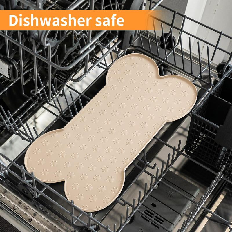 Anti-Slip Silicone Dog Food Mat - Waterproof Feeding Tray with Raised Edge for Small to Medium Dogs and Cats(19.4" X 9.8") Pet Supplies Bowl