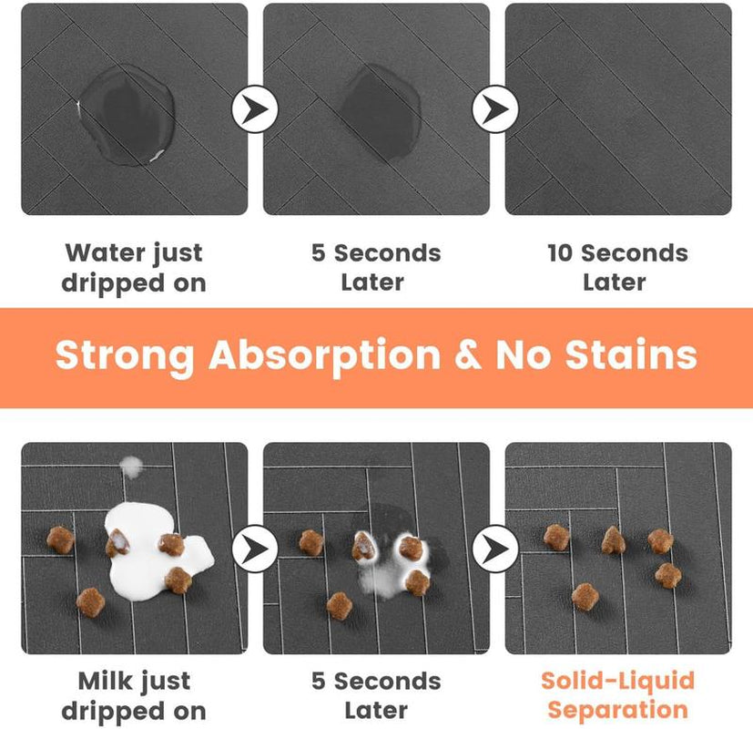 Pet Feeding Mat Dispenser Mat for Dog and Cat (12"X20", Striped Dark Gray)