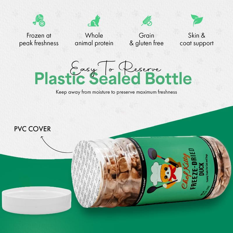 Freeze Dried Salmon Cat & Dog Treats - Made from 100% Human Grade Duck - Only 1 Ingredient - Healthy, Tasty, Dry Food for Indoor Cats, Kittens, Dogs - Inspected & Tested in the USA - Duck (1.59Oz-3.0Oz)