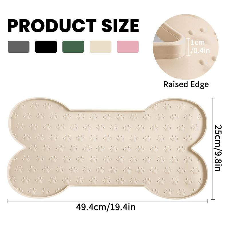 Anti-Slip Silicone Dog Food Mat - Waterproof Feeding Tray with Raised Edge for Small to Medium Dogs and Cats(19.4" X 9.8") Pet Supplies Bowl