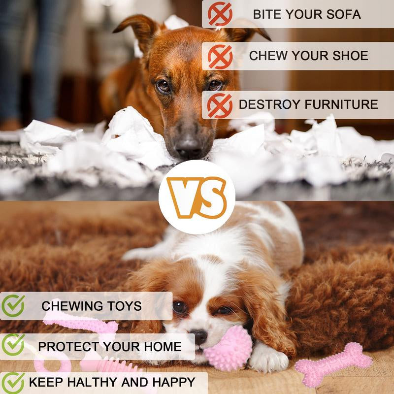 Durable Pet Chew Toy Set, 6 Counts/Set Mixed Style Dog Teeth Cleaning Toy, Interactive Dog Teeth Grinding Toy, Pet Products, Valentine'S Day Gift