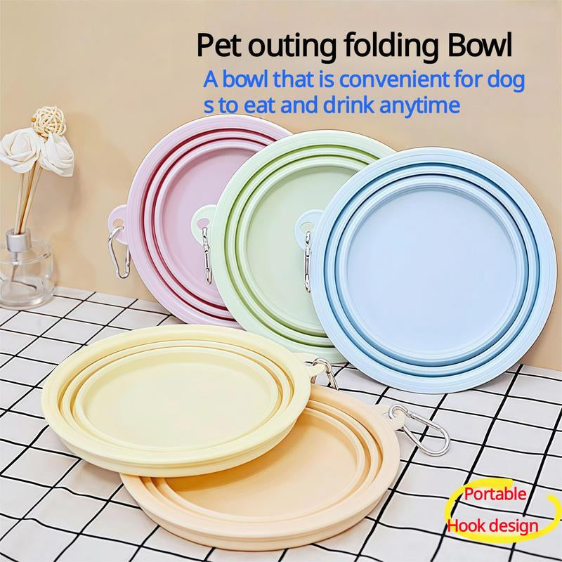 Macaron Outdoor Folding Bowl Pet Drinking Bowl Silicone Pet Bowl Portable Dog Bowl Outdoor Drinking Water Dog Food Bowl Random Color 6-Pack