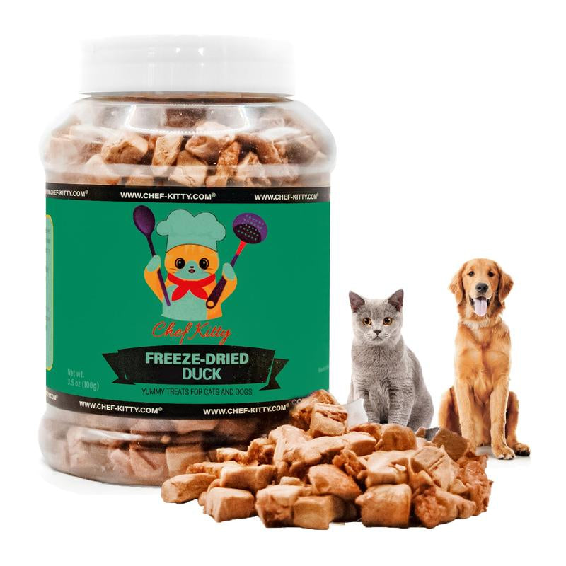 Freeze Dried Salmon Cat & Dog Treats - Made from 100% Human Grade Duck - Only 1 Ingredient - Healthy, Tasty, Dry Food for Indoor Cats, Kittens, Dogs - Inspected & Tested in the USA - Duck (1.59Oz-3.0Oz)