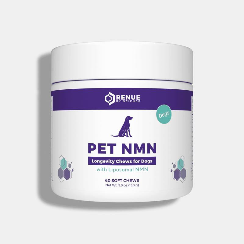 RENUE PET NMN Longevity Chews for Dogs - 60 Soft Chews with Liposomal NMR for Dog Health and Weight Management