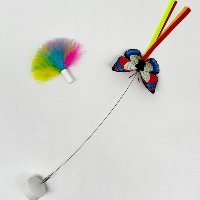 4 in 1 Cat Toys, Smart Automatic Interactive Kitten Toy with Shooting Feather, Fluttering Butterfly, Catnip Balls, Track Balls, USB Powered Cat Toy for Indoor (White)