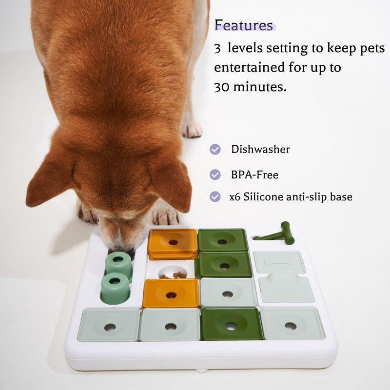 Dog Treat Puzzle Toy, Mental Stimulating Slow Feeder Tray for Large Medium Small Dogs, Dog Treat Puzzle Dispensing Dish, Mental Enrichment Feeding Toy, Pet Products