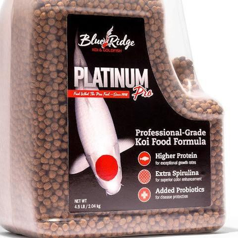 Blue Ridge Koi Fish Food 4.5Lb - Koi Food 3/16” Platinum Pro Formula Goldfish Food, Premium Fish Food for Ponds, Ponds Fish Food, Floating Pond Pellet