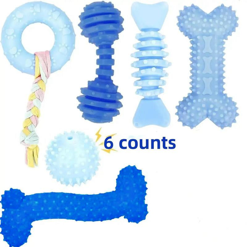 Durable Pet Chew Toy Set, 6 Counts/Set Mixed Style Dog Teeth Cleaning Toy, Interactive Dog Teeth Grinding Toy, Pet Products, Valentine'S Day Gift