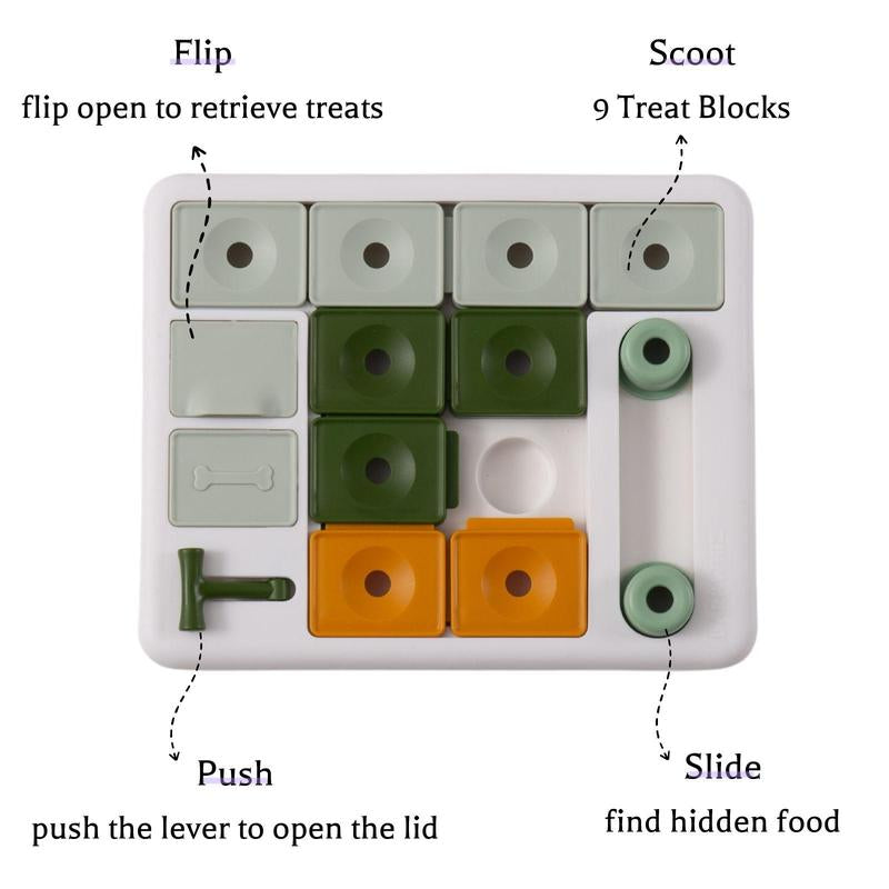 Dog Treat Puzzle Toy, Mental Stimulating Slow Feeder Tray for Large Medium Small Dogs, Dog Treat Puzzle Dispensing Dish, Mental Enrichment Feeding Toy, Pet Products
