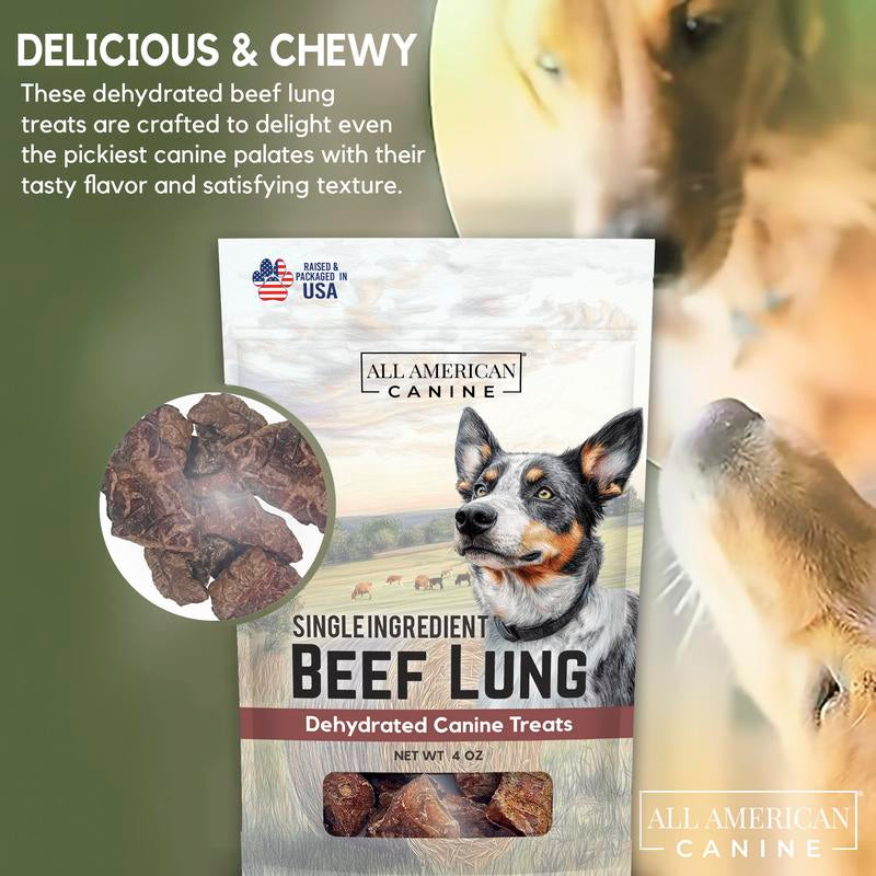 NATURAL Beef Lung Dog Treats 4Oz – Single Ingredient, Dehydrated High Protein Low Fattraining Snacks – All Natural and Made in the USA