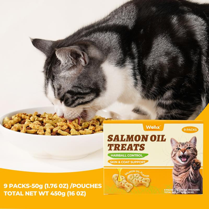 16Oz/450G Cat Grass Treats for Indoor Cats Salmon Flavor Cat Biscuits Natural Kitten Snacks Fish Oil Supplement &Teeth Cleaning - Pet Products