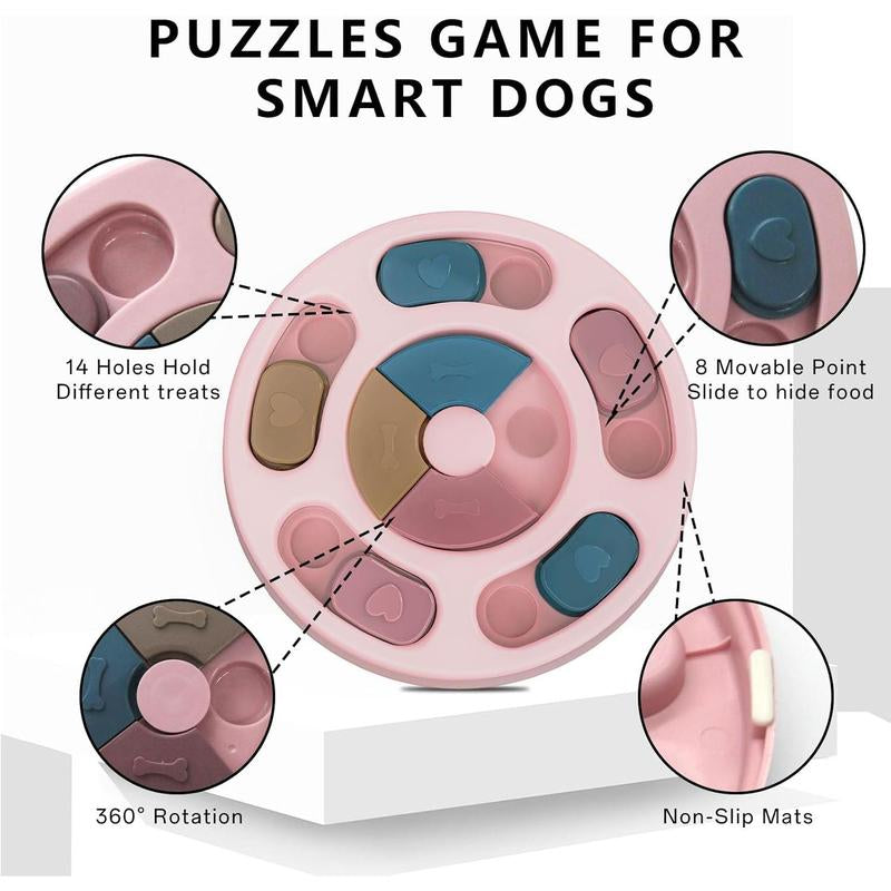 Dog Puzzles Slow Feeder, Interactive Food Puzzle Toys for Dogs,Treat Puzzle Toys for Dogs, Dog Puzzle Treat Dispenser & Slow Feeder Toy, Dog Puzzles for Smart Dogs, Pink, 1 Pack. Christmas WOZTI