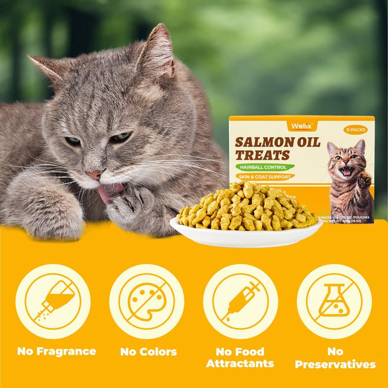 16Oz/450G Cat Grass Treats for Indoor Cats Salmon Flavor Cat Biscuits Natural Kitten Snacks Fish Oil Supplement &Teeth Cleaning - Pet Products