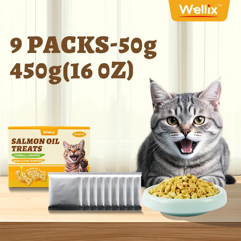 16Oz/450G Cat Grass Treats for Indoor Cats Salmon Flavor Cat Biscuits Natural Kitten Snacks Fish Oil Supplement &Teeth Cleaning - Pet Products