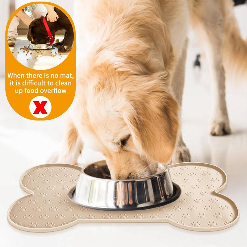 Anti-Slip Silicone Dog Food Mat - Waterproof Feeding Tray with Raised Edge for Small to Medium Dogs and Cats(19.4" X 9.8") Pet Supplies Bowl