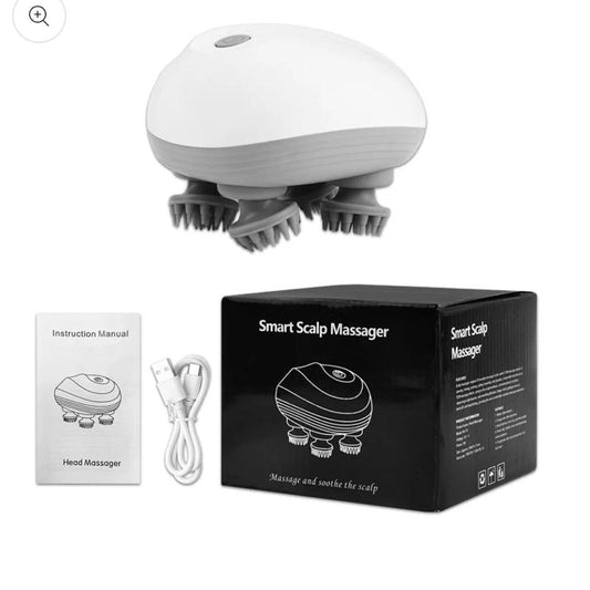 Smart Pet Head Massager - Lightweight Electric Pet Massager with Soft Silicone Bristles for Stress Relief, Instruction Manual Included