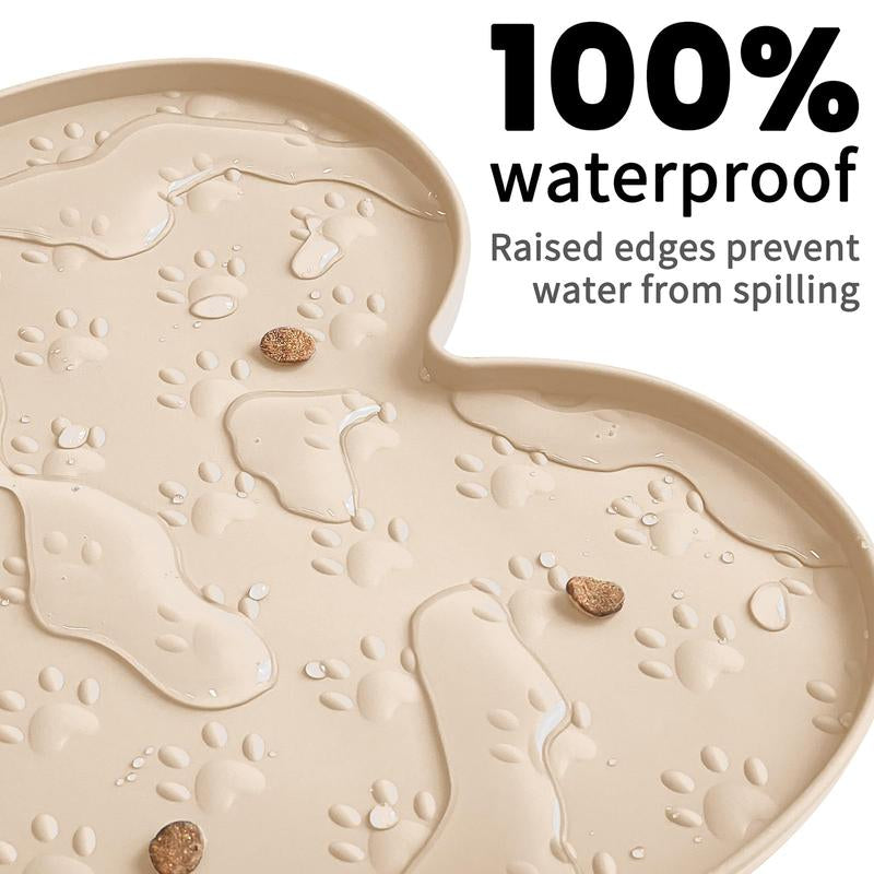 Anti-Slip Silicone Dog Food Mat - Waterproof Feeding Tray with Raised Edge for Small to Medium Dogs and Cats(19.4" X 9.8") Pet Supplies Bowl
