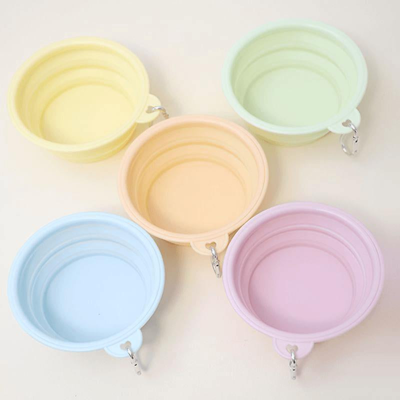 Macaron Outdoor Folding Bowl Pet Drinking Bowl Silicone Pet Bowl Portable Dog Bowl Outdoor Drinking Water Dog Food Bowl Random Color 6-Pack
