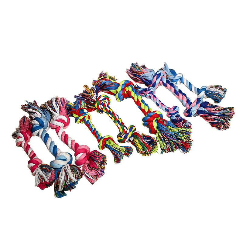 Dog Toy Three-Strand Cotton Rope Pet Toy Large Medium Small Dog Double Knot Dog Bite Rope