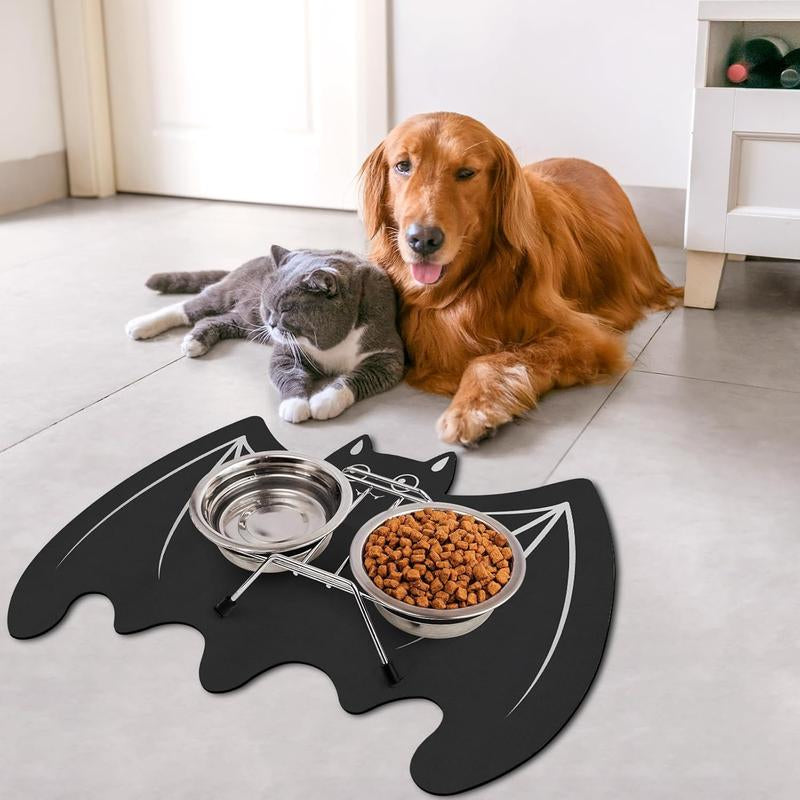Pet Mats for Food and Water Dog Cat Food Mats Pet Feeding Mat Anti-Slip No Stains Quick Dry Floors Waterproof Placemat Pet Food Bowl Mat Pet Accessories - 23.6" X 15.7" Bat