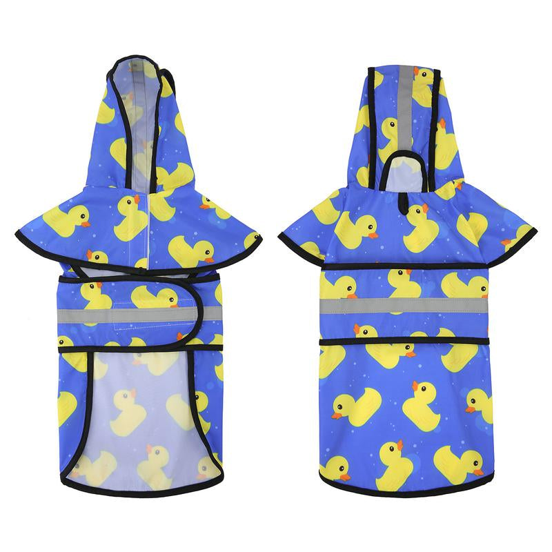 HDE Patterned Dog Raincoat with Hood - 100% Durable Reflective Polyester, Waterproof Coating, Fully Adjustable Strap for Comfortable Fit