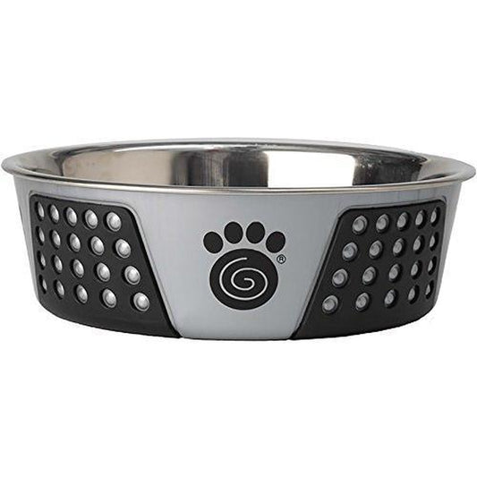 13094 Fiji Stainless Steel Non-Slip Dishwasher-Safe Dog Bowl 1.75-Cup Capacity 5.5-Inch Diameter 1.75-Inch Tall for Small Dogs Medium Ans Cats White and Light Grey