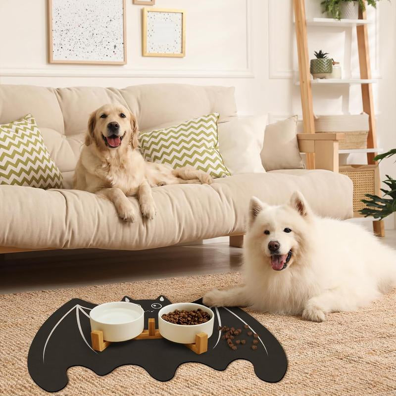 Pet Mats for Food and Water Dog Cat Food Mats Pet Feeding Mat Anti-Slip No Stains Quick Dry Floors Waterproof Placemat Pet Food Bowl Mat Pet Accessories - 23.6" X 15.7" Bat