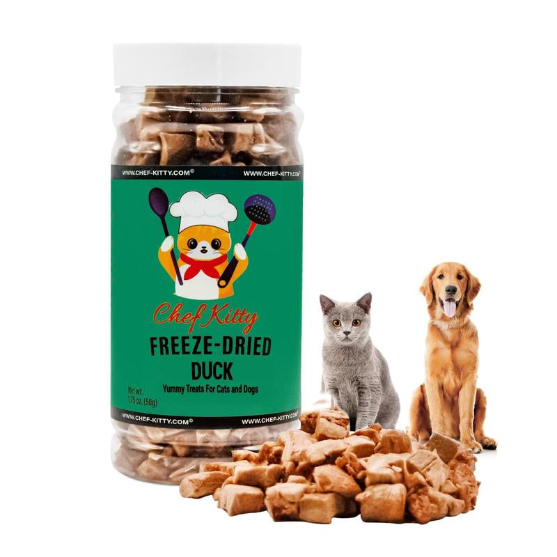 Freeze Dried Salmon Cat & Dog Treats - Made from 100% Human Grade Duck - Only 1 Ingredient - Healthy, Tasty, Dry Food for Indoor Cats, Kittens, Dogs - Inspected & Tested in the USA - Duck (1.59Oz-3.0Oz)