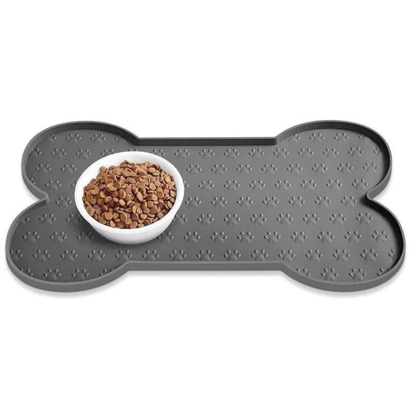 Anti-Slip Silicone Dog Food Mat - Waterproof Feeding Tray with Raised Edge for Small to Medium Dogs and Cats(19.4" X 9.8") Pet Supplies Bowl
