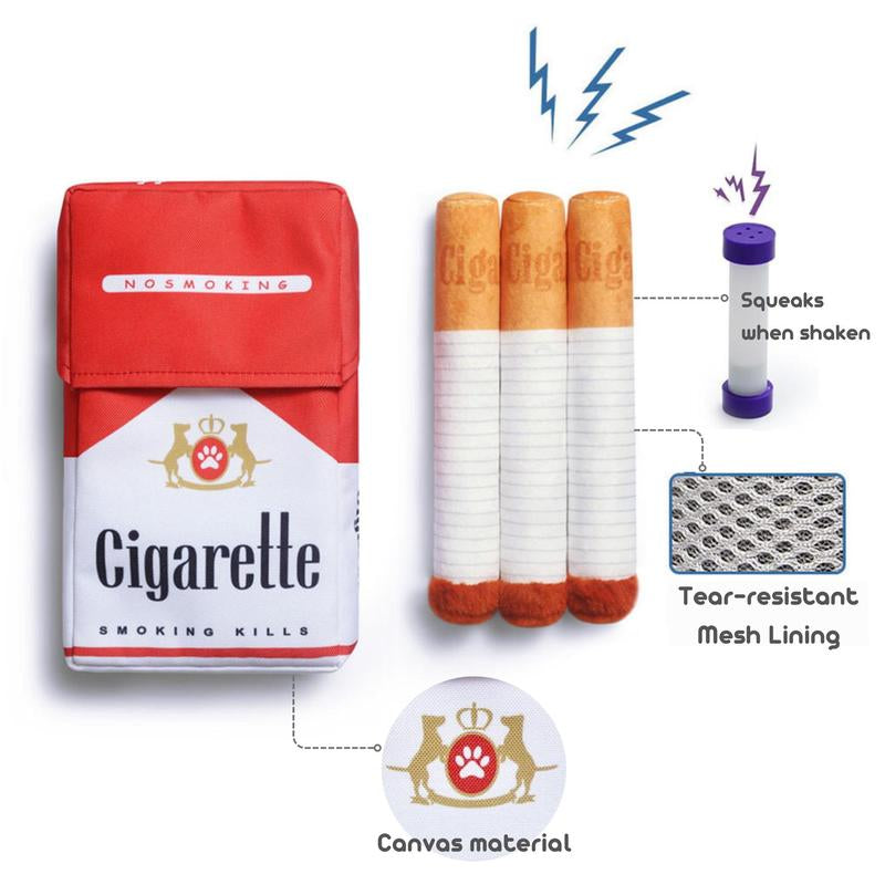 Cigarette Design Dog Toy, 1 Count Interactive Chew Toy with Squeaky Sound, Fun and Novelty Design Dog Toy, Chew Stick, Perfect for Puppies, Small and Medium Dogs, Valentine'S Day Gift